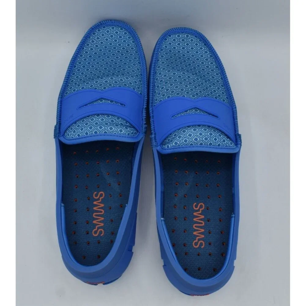SWIMS Mens Size 15 Printed Penny Loafer‎ Sail Blue Slip On Loafers Shoes